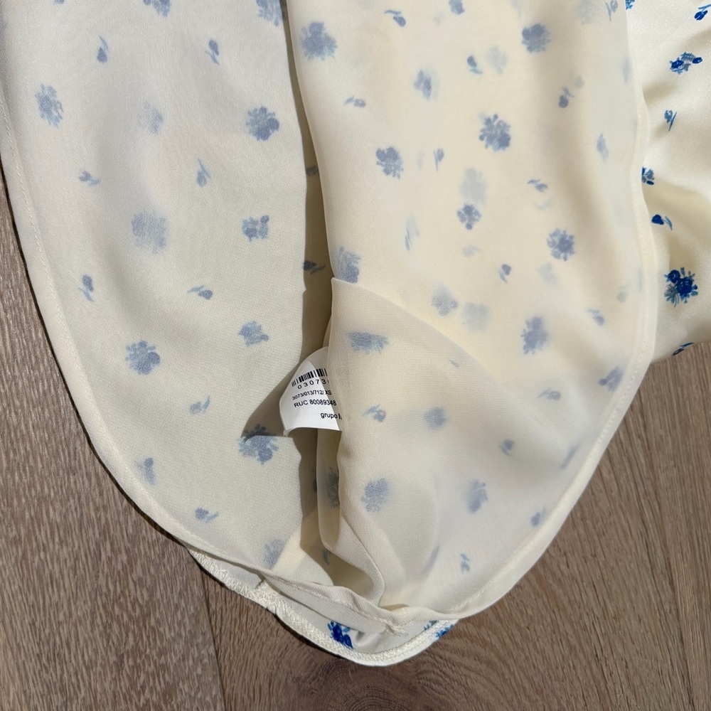 Zara Blue Floral Cream mini Dress XS - Picture 7 of 8